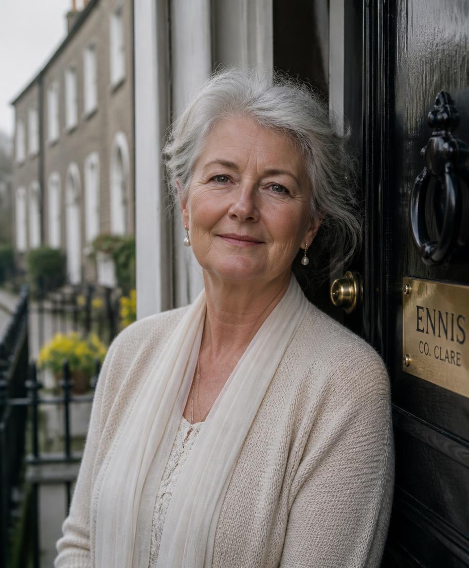Mairéad Ní Chonaill standing in the doorway of her home in Ennis
